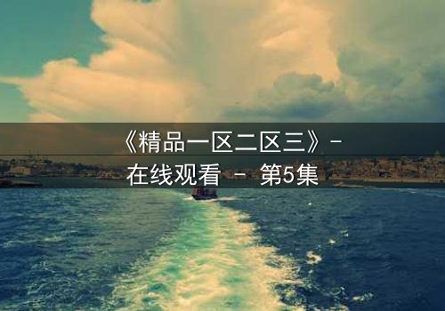 《精品一区二区三》-在线观看 - 第5集