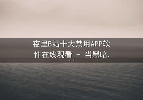 夜里B站十大禁用APP软件在线观看 - 当黑暗APP解锁你的秘密,你敢点开吗?