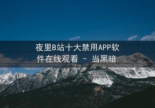 夜里B站十大禁用APP软件在线观看 - 当黑暗APP解锁禁忌内容,你敢点开吗?