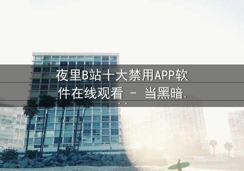 夜里B站十大禁用APP软件在线观看 - 当黑暗中的APP解锁了禁忌之门,你敢点开吗?