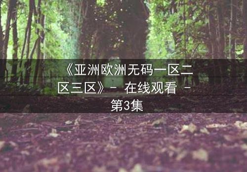 《亚洲欧洲无码一区二区三区》- 在线观看 - 第3集