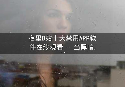 夜里B站十大禁用APP软件在线观看 - 当黑暗APP解锁禁忌,你敢点开吗?