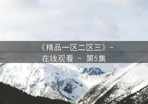 《精品一区二区三》-在线观看 - 第5集