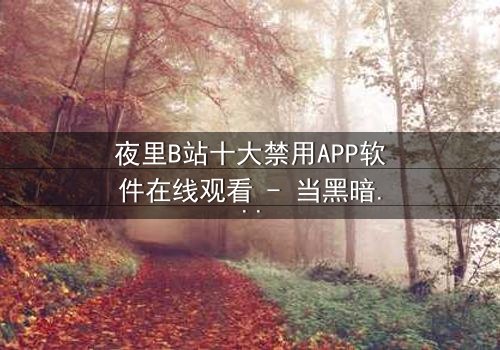 夜里B站十大禁用APP软件在线观看 - 当黑暗中的数字诅咒悄然降临,你敢点开吗?