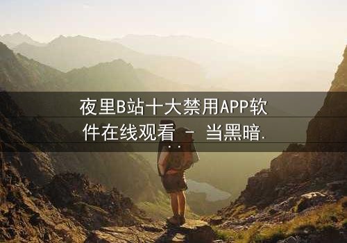 夜里B站十大禁用APP软件在线观看 - 当黑暗APP解锁你的秘密,你敢点开吗?