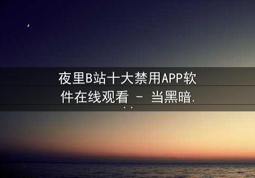 夜里B站十大禁用APP软件在线观看 - 当黑暗降临,谁在操控你的屏幕?