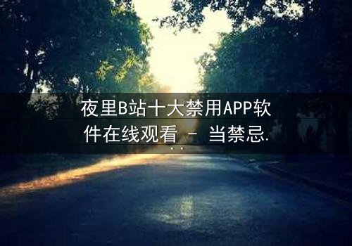 夜里B站十大禁用APP软件在线观看 - 当禁忌APP解锁深夜B站的秘密
