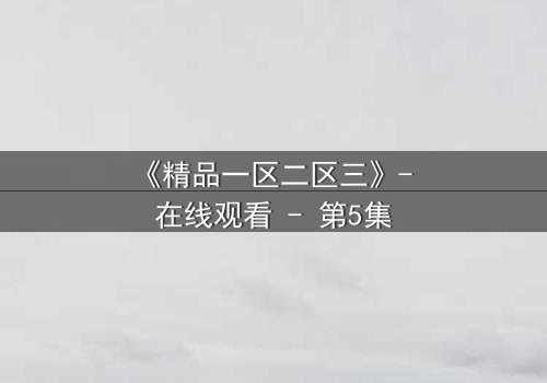 《精品一区二区三》- 在线观看 - 第5集