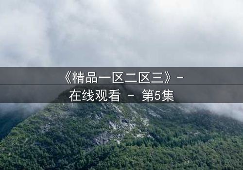 《精品一区二区三》- 在线观看 - 第5集