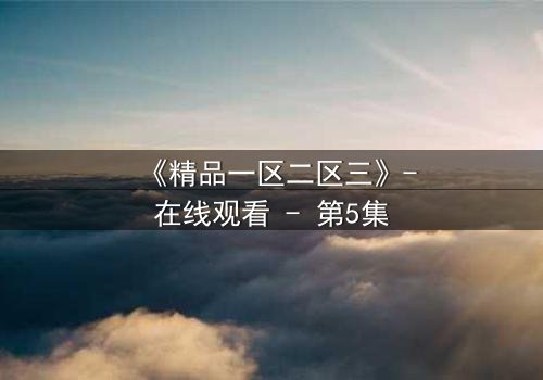《精品一区二区三》-在线观看 - 第5集