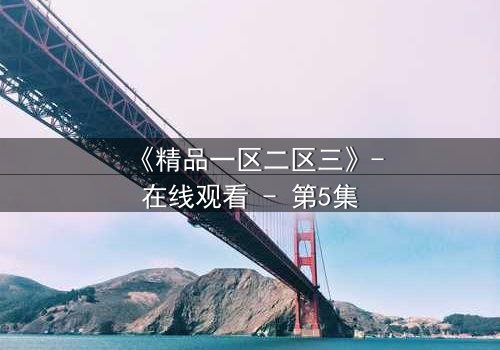 《精品一区二区三》-在线观看 - 第5集