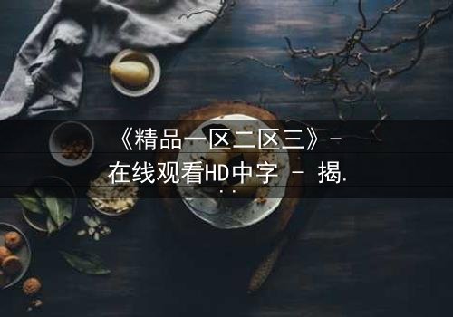 《精品一区二区三》- 在线观看HD中字 - 揭开人性最深层的秘密