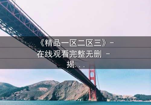 《精品一区二区三》- 在线观看完整无删 - 揭开人性深处的秘密